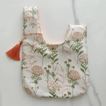 Chinese Style Embroidered Wrist Bag with Tassel Pendant