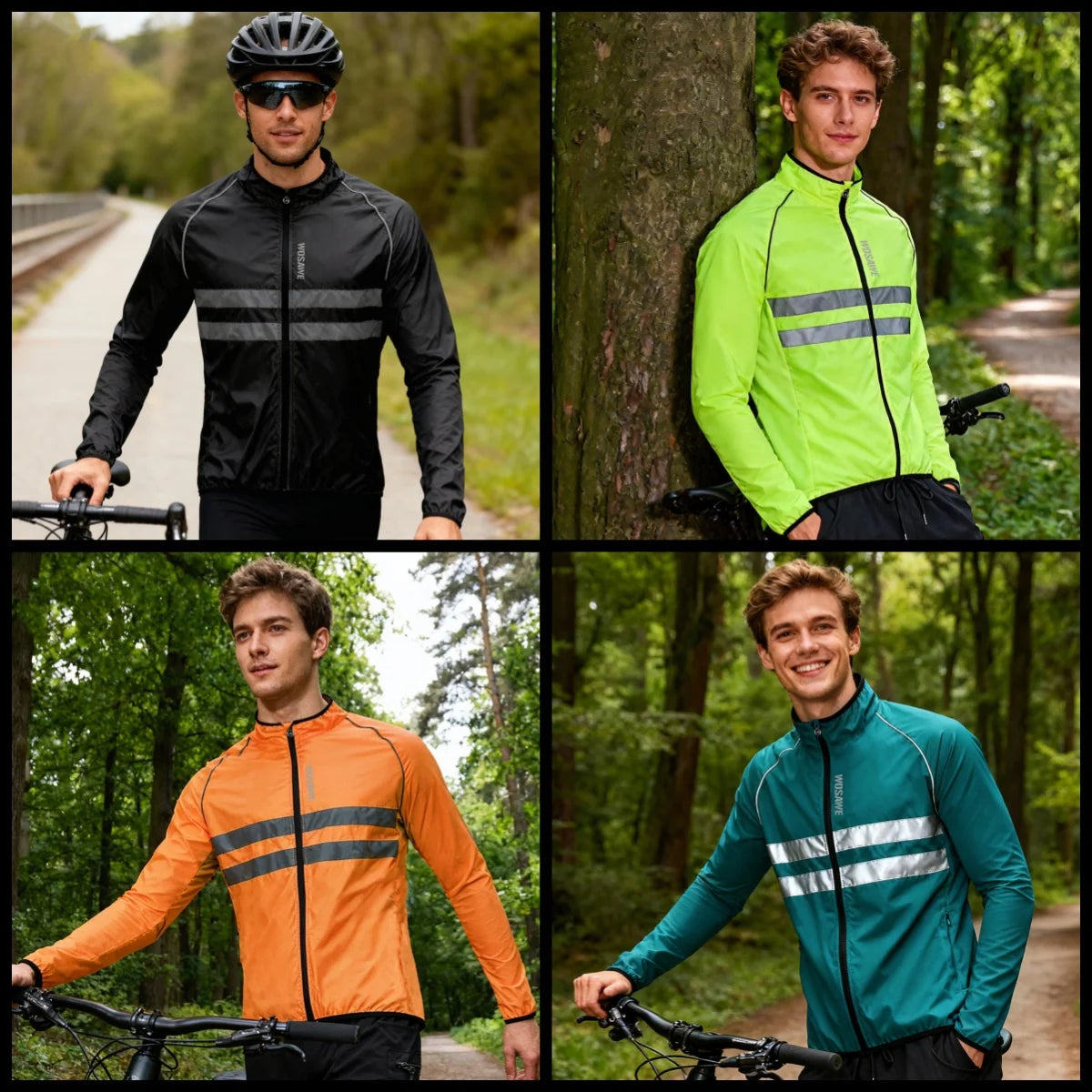 Men's Cycling Windbreaker Jacket – Water-Resistant MTB Long Sleeve Coat