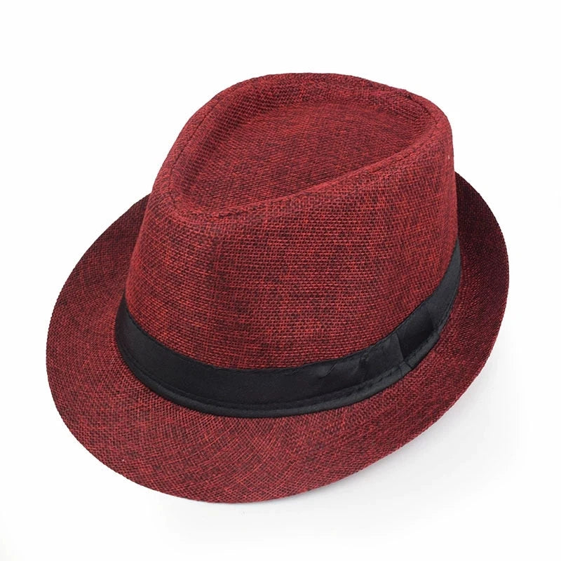 Linen Fedora Hat Unisex Summer Sun Hat with Band