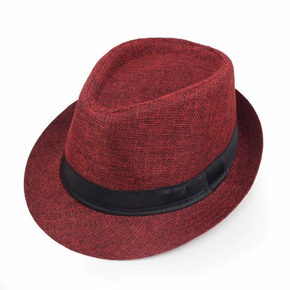 Linen Fedora Sun Hat – Unisex Summer Beach Jazz Cap