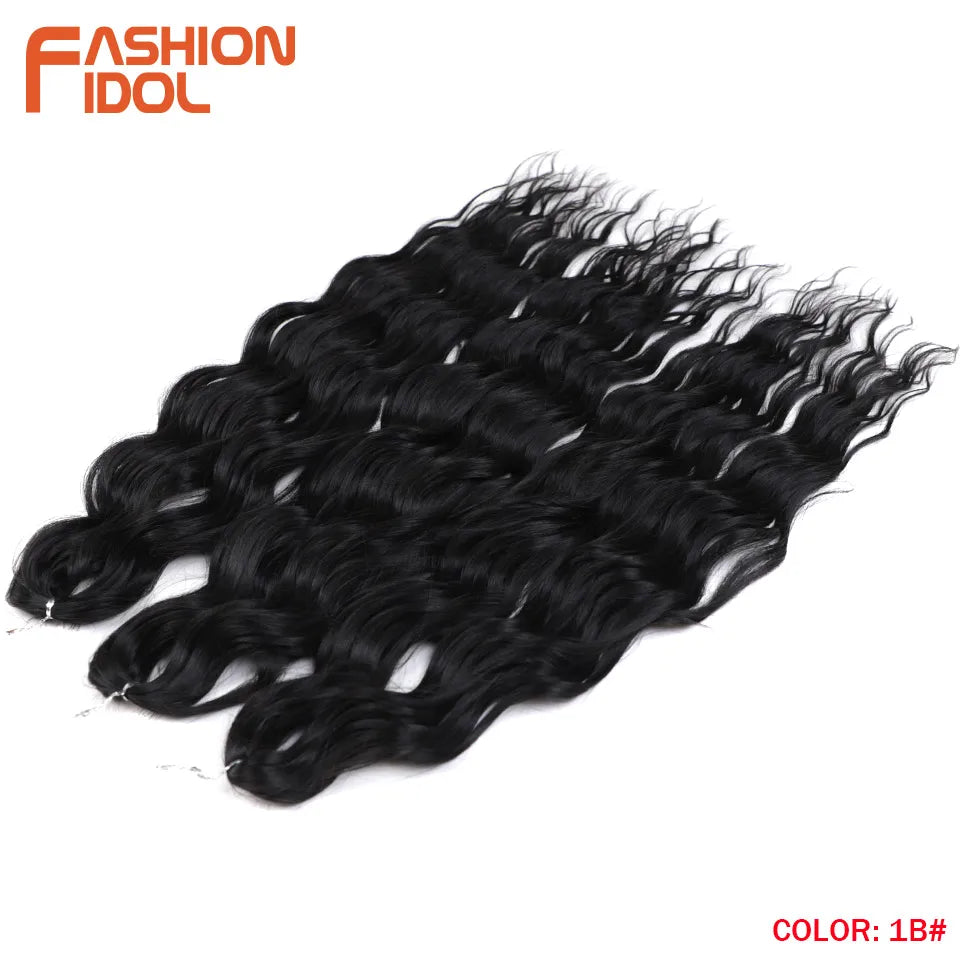 Anna 24 Inch Synthetic Hair Water Wave Braiding Extensions Ombre Blonde Deep Afro Curl Twist Crochet