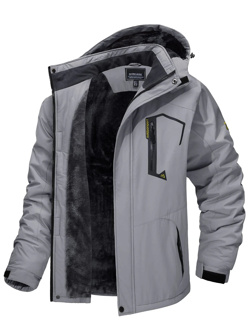 Men's Fleece-Lined Mountain Jacket – Removable Hood Hiking Coat