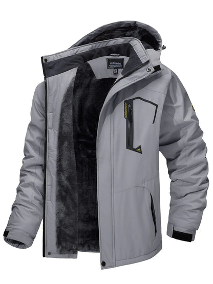 Men's Fleece-Lined Mountain Jacket – Removable Hood Hiking Coat