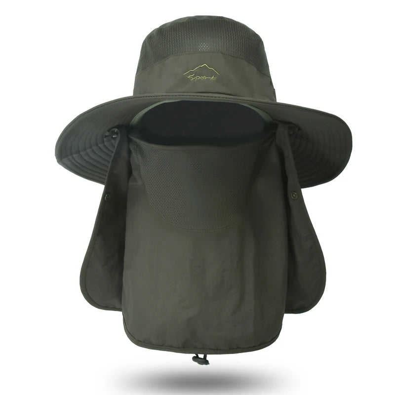 Sun Hat with Face Cover & Neck Flap – Outdoor Fishing Hat