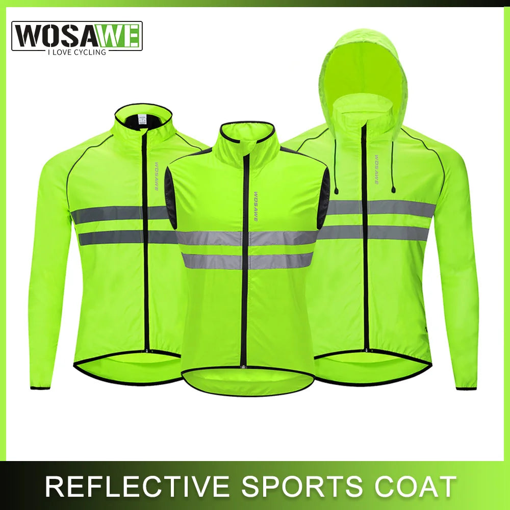 Cycling Windbreaker Jacket Men – Windproof Reflective Running Vest & Hooded Coat