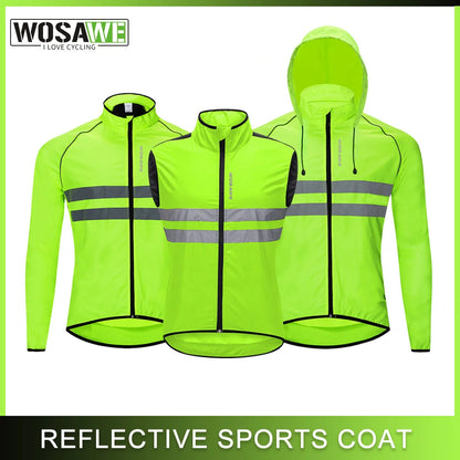 Cycling Windbreaker Jacket Men – Windproof Reflective Running Vest & Hooded Coat