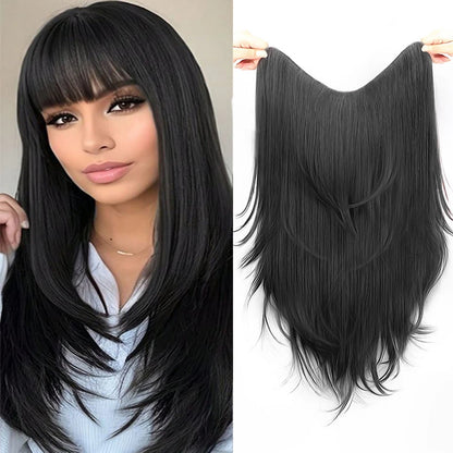 Synthetic Clip-In Hair Extension – Straight Layered, Fluffy
