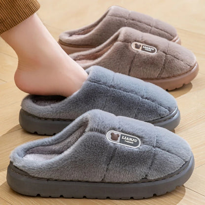 Big Size 50 51 Winter Slippers Women Men Thick Sole Indoor Home Warm Couples Shoes Non-Slip Flat