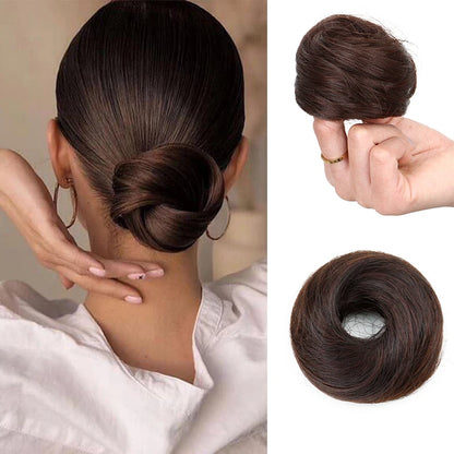 Synthetic Short Straight Hair Bun Chignon Hairpiece Ring Hairstyle Heat-Resistant Easy Wear