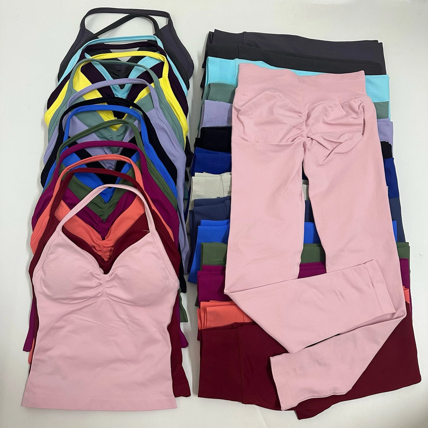 Women's 2-Piece Yoga Set – Backless Tank Top & Scrunch Leggings