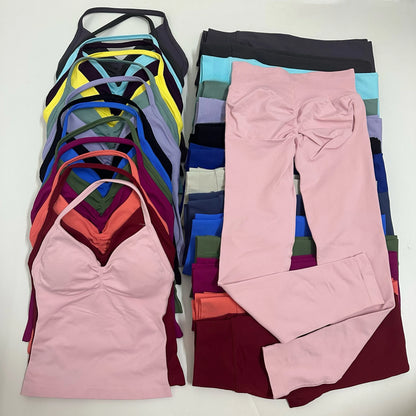 Women's 2-Piece Yoga Set – Backless Tank Top & Scrunch Leggings