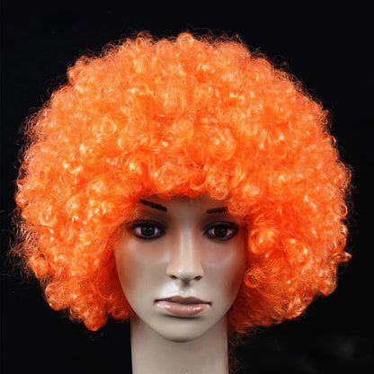 Women Curly Cosplay Wig Short Wavy Hair Colorful Synthetic Daily Party Men Football Fan Wearing Kids
