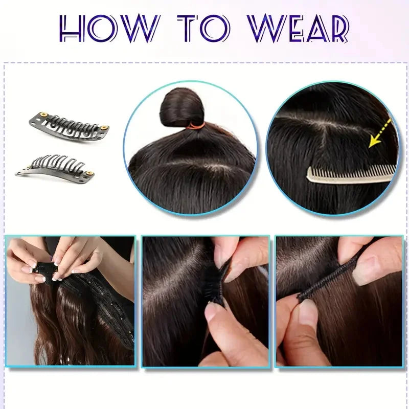 Clip-In Hair Extensions 6-Piece Set Long Straight Synthetic Seamless