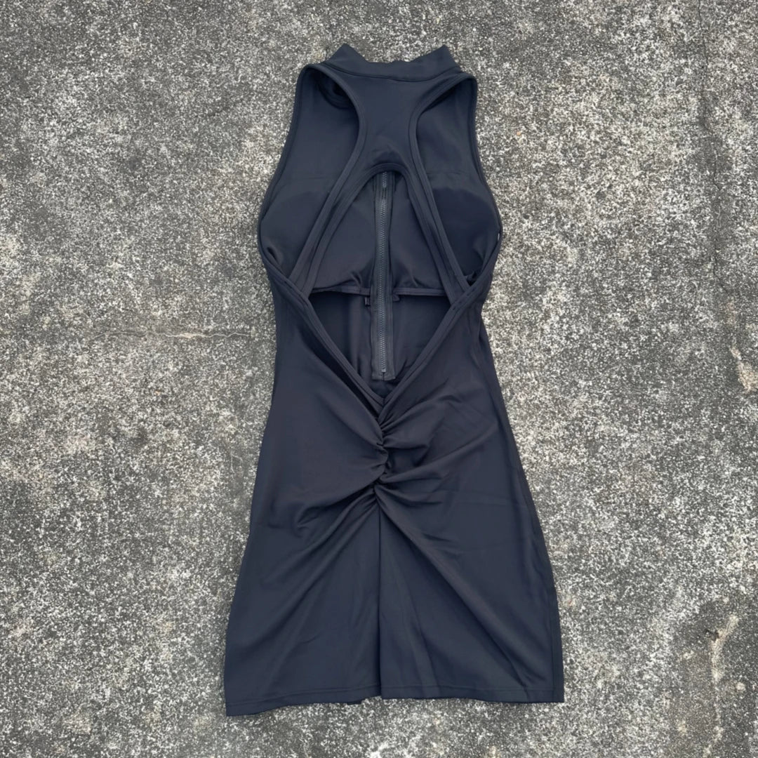 Women's Yoga Jumpsuit Shorts – Scrunch Back, Zipper, Gym Sportswear