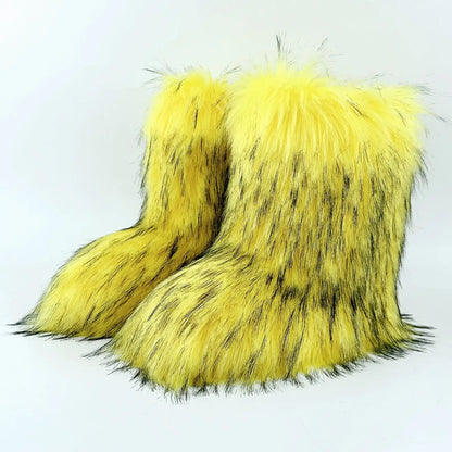 Faux Fur Snow Boots for Women – Fluffy Plush Winter Footwear