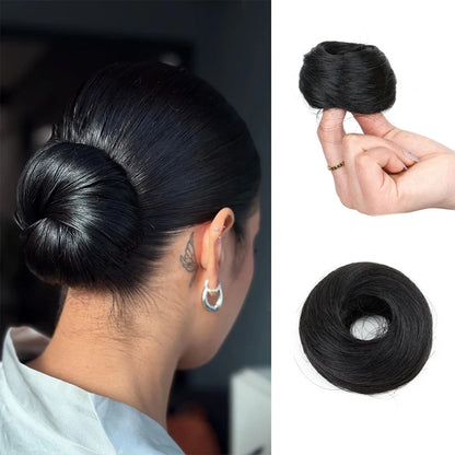 Synthetic Short Straight Hair Bun Chignon Hairpiece Ring Hairstyle Heat-Resistant Easy Wear