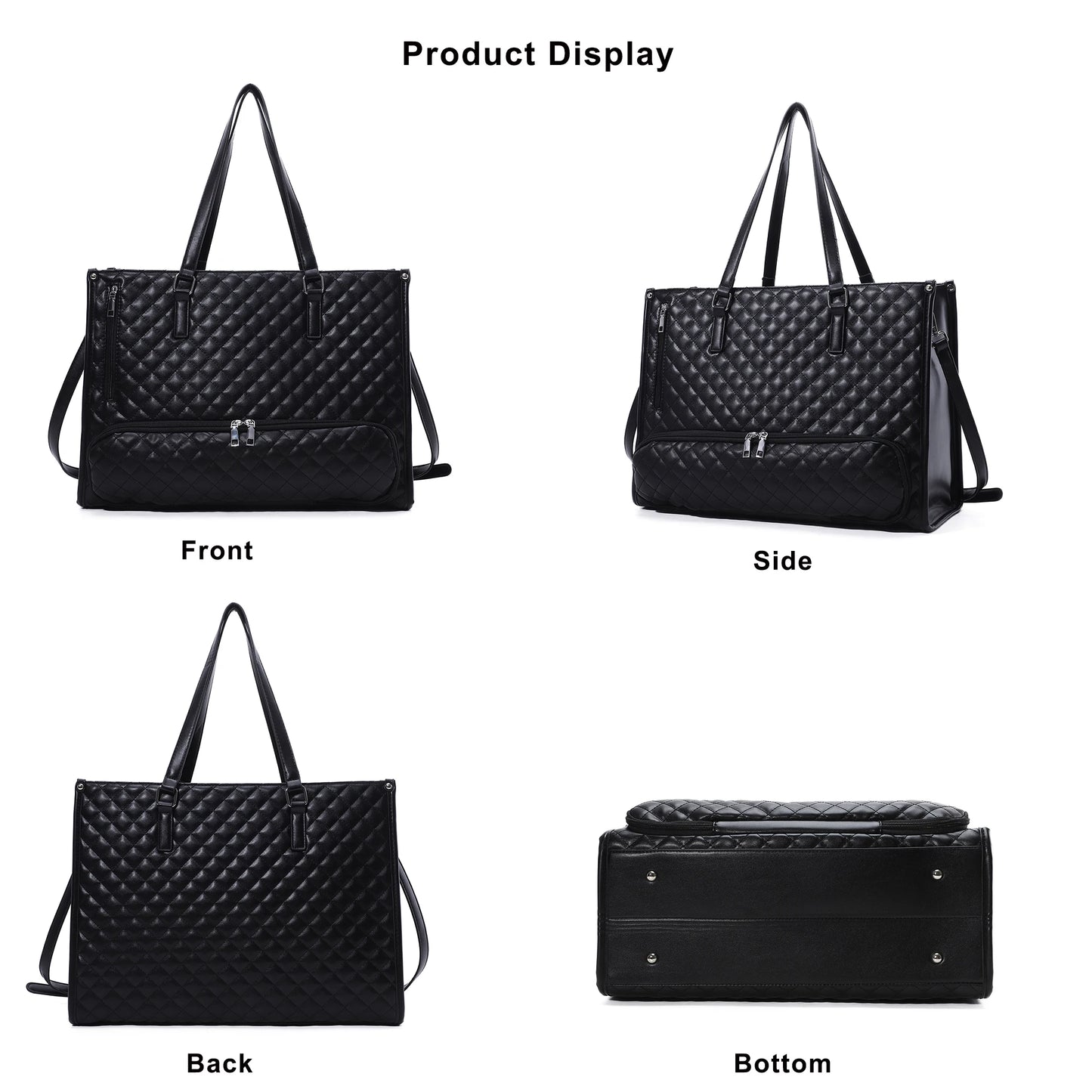 Insulated Lunch Tote Bag for Women – Quilted PU Leather