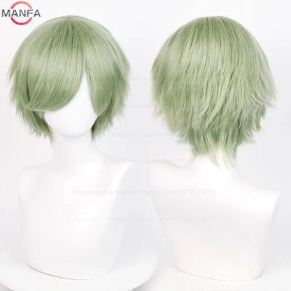 Anime 30cm Short Straight Cosplay Wig Black White Green Brown Purple Blue Gray Red Gold Man Women