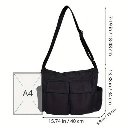 Canvas Crossbody Shoulder Bag – Large Capacity Retro Messenger Bag