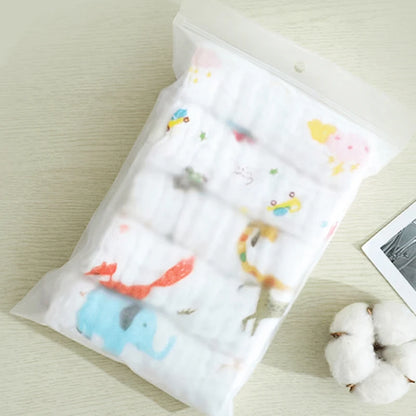 Kids Cotton Washcloths – 6-Layer Printed Square Towels 25cm, 5pcs