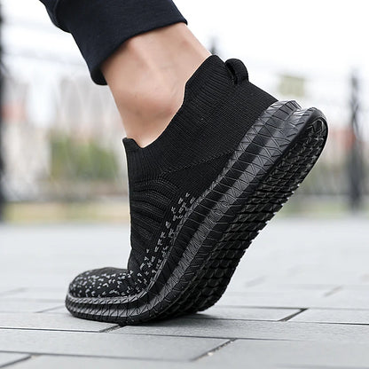 Men's Slip-On Knit Sneakers – Lightweight & Breathable Walking Shoes
