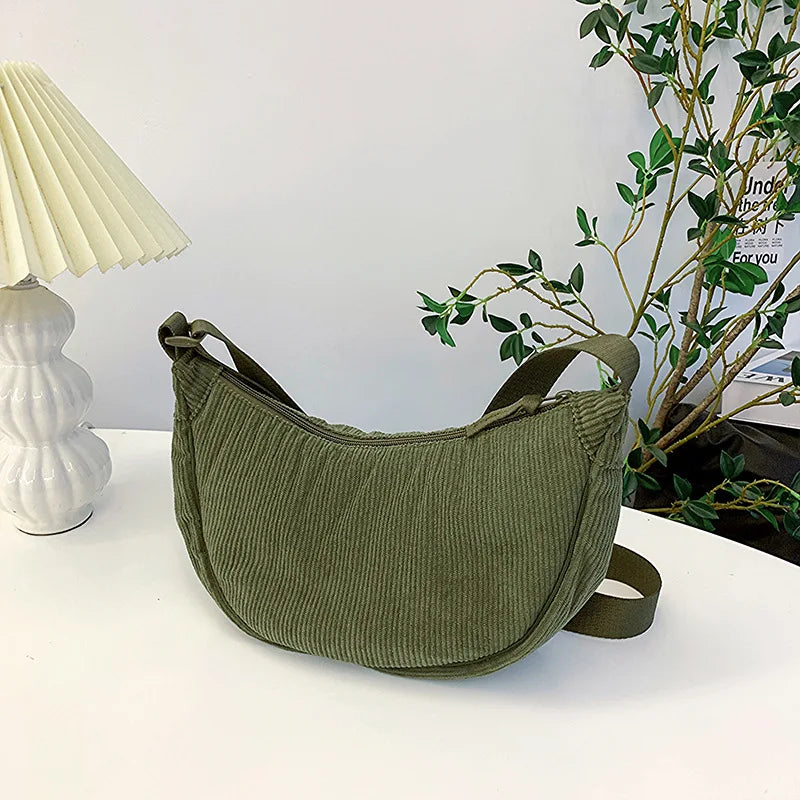 Corduroy Hobo Shoulder Bag – Retro Casual Women's Crossbody Bag