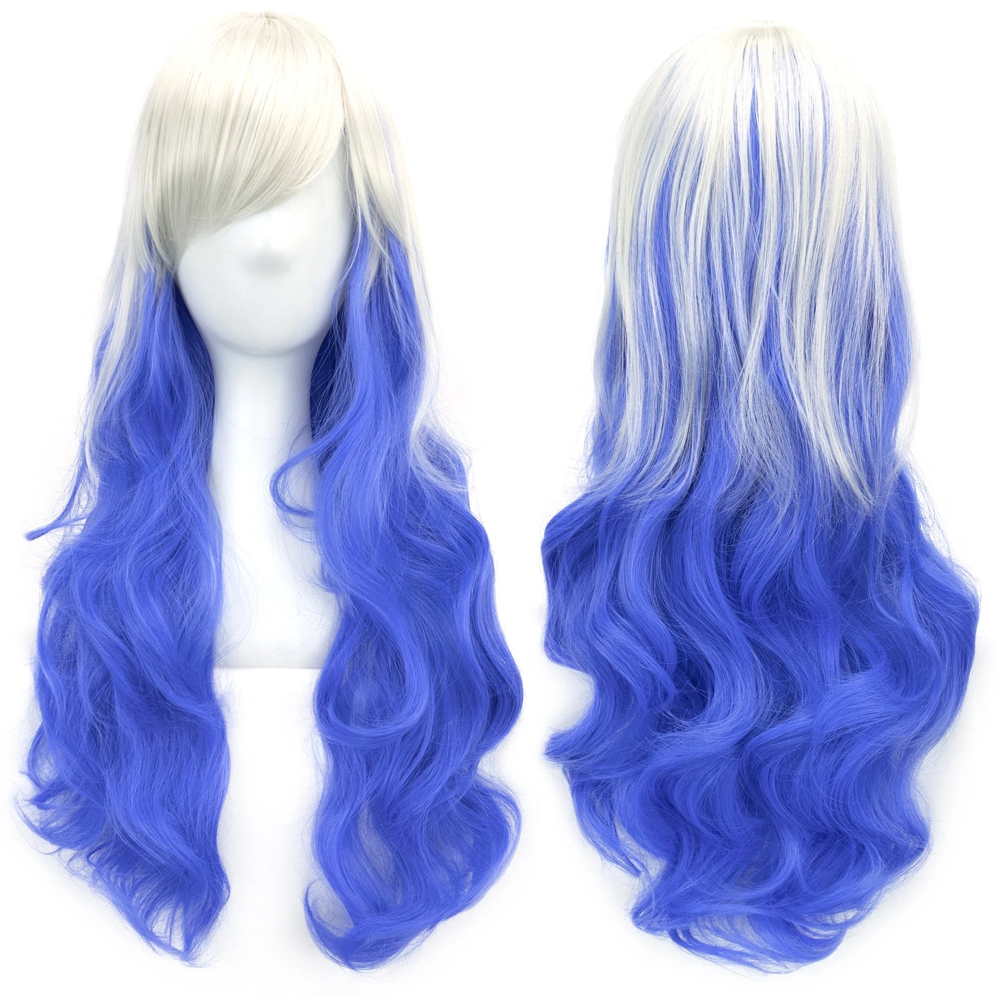 Soowee Synthetic Hair Ombre Rainbow Cosplay Wig Bangs Red Yellow Purple Green Blue Wigs Black Women