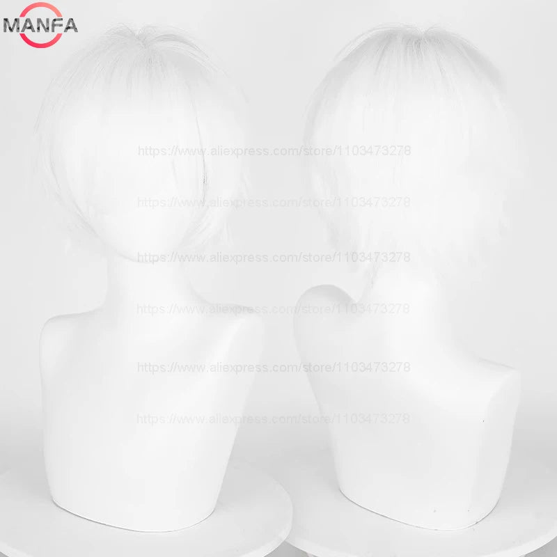 Anime 30cm Short Straight Cosplay Wig Black White Green Brown Purple Blue Gray Red Gold Man Women