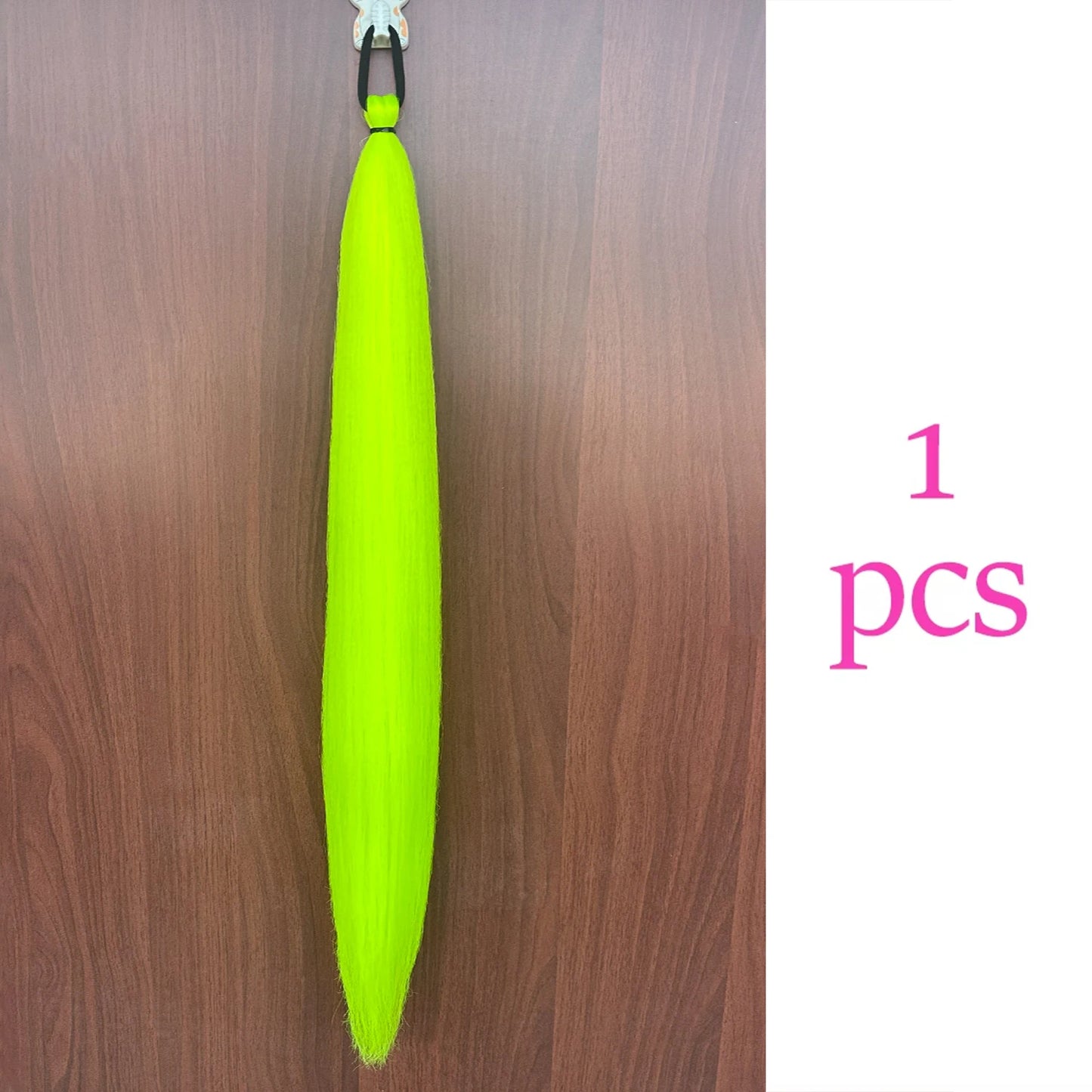 Synthetic Colorful Ponytail Extension 2pcs Long Straight Diy Braided Pony Tail Hairpiece Rubber Band