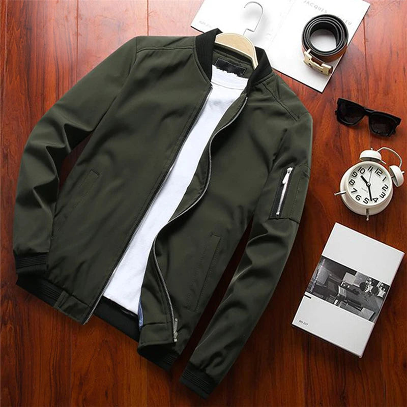 Men's Slim Fit Bomber Jacket – Lightweight Windbreaker Coat