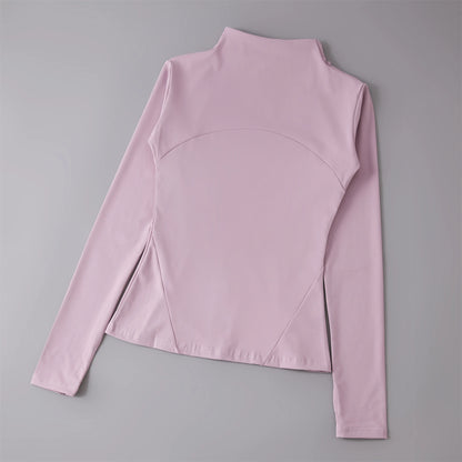 Women's Zip-Up Athletic Jacket with Thumb Holes – Slim Fit Running Top