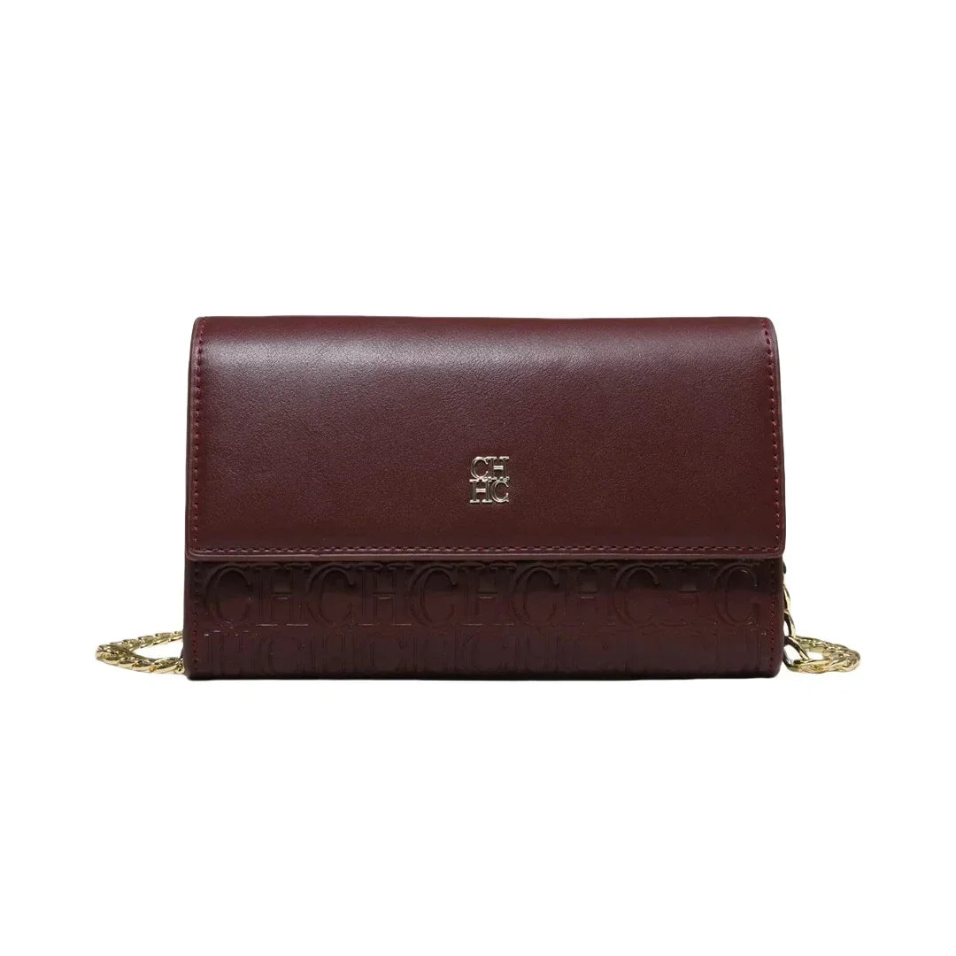 Women's Chain Crossbody Bag – Letter Print PU Leather Flap Shoulder Purse