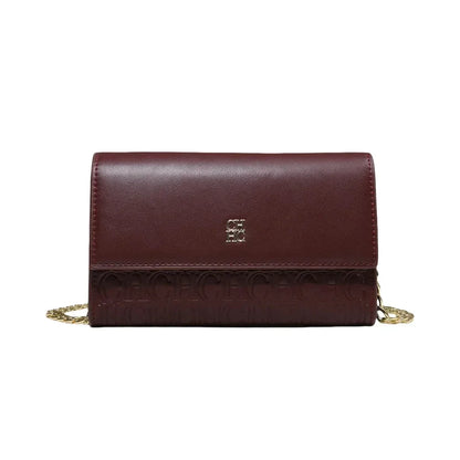 Women's Chain Crossbody Bag – Letter Print PU Leather Flap Shoulder Purse