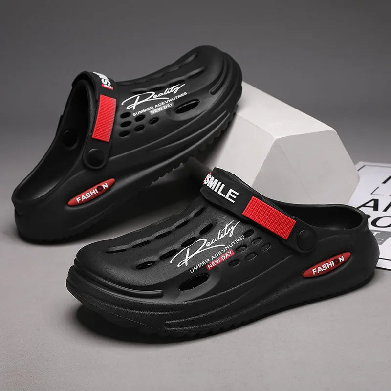 Men S Slippers Eva Hole Mens Mules Non-Slip Thick Soft Platform Slide Comfortable Sandals Summer