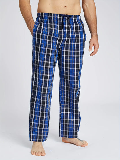 Men's Checked Cotton Pajama Pants with Pockets
