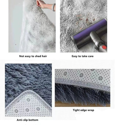 Fluffy Shaggy Area Rug – Soft Tie-Dye Plush Carpet for Bedroom & Living Room