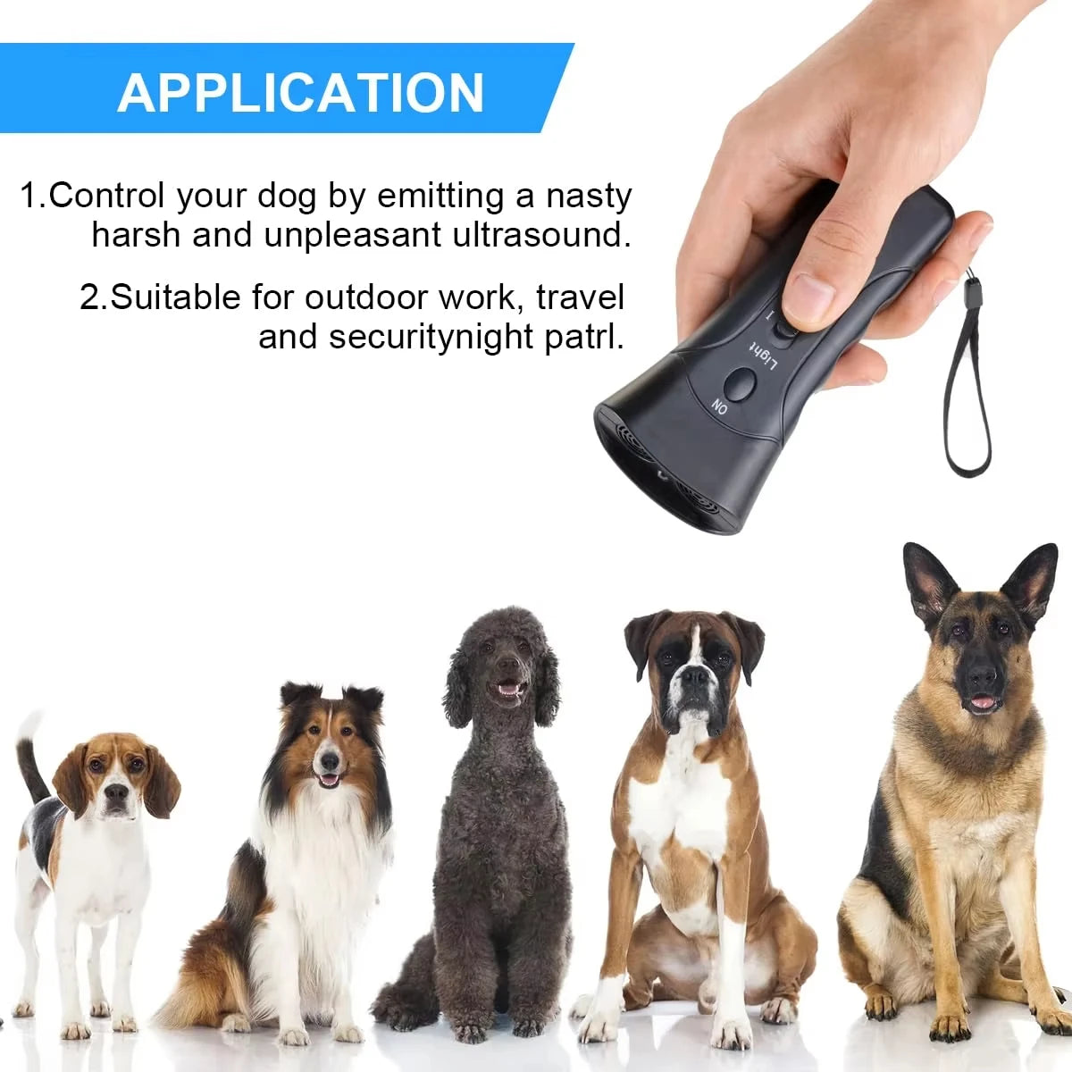 Ultrasonic Dog Bark Deterrent & Trainer with LED Light