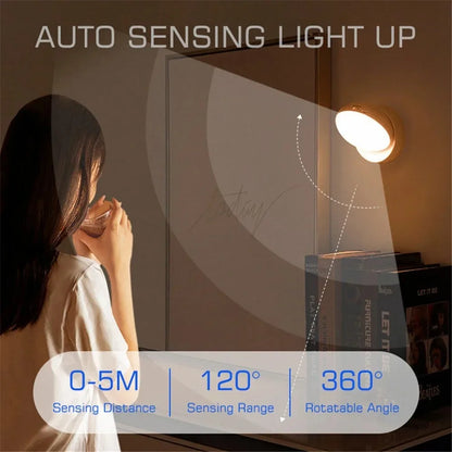 Night Light Usb Motion Sensor Charging Round Energy-Saving Led Lamp Bedroom Corridor Home Bathroom