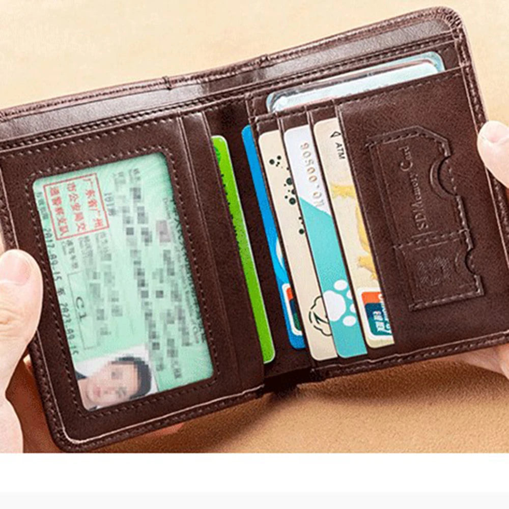 RFID Blocking Men's Slim Bifold Wallet – PU Leather