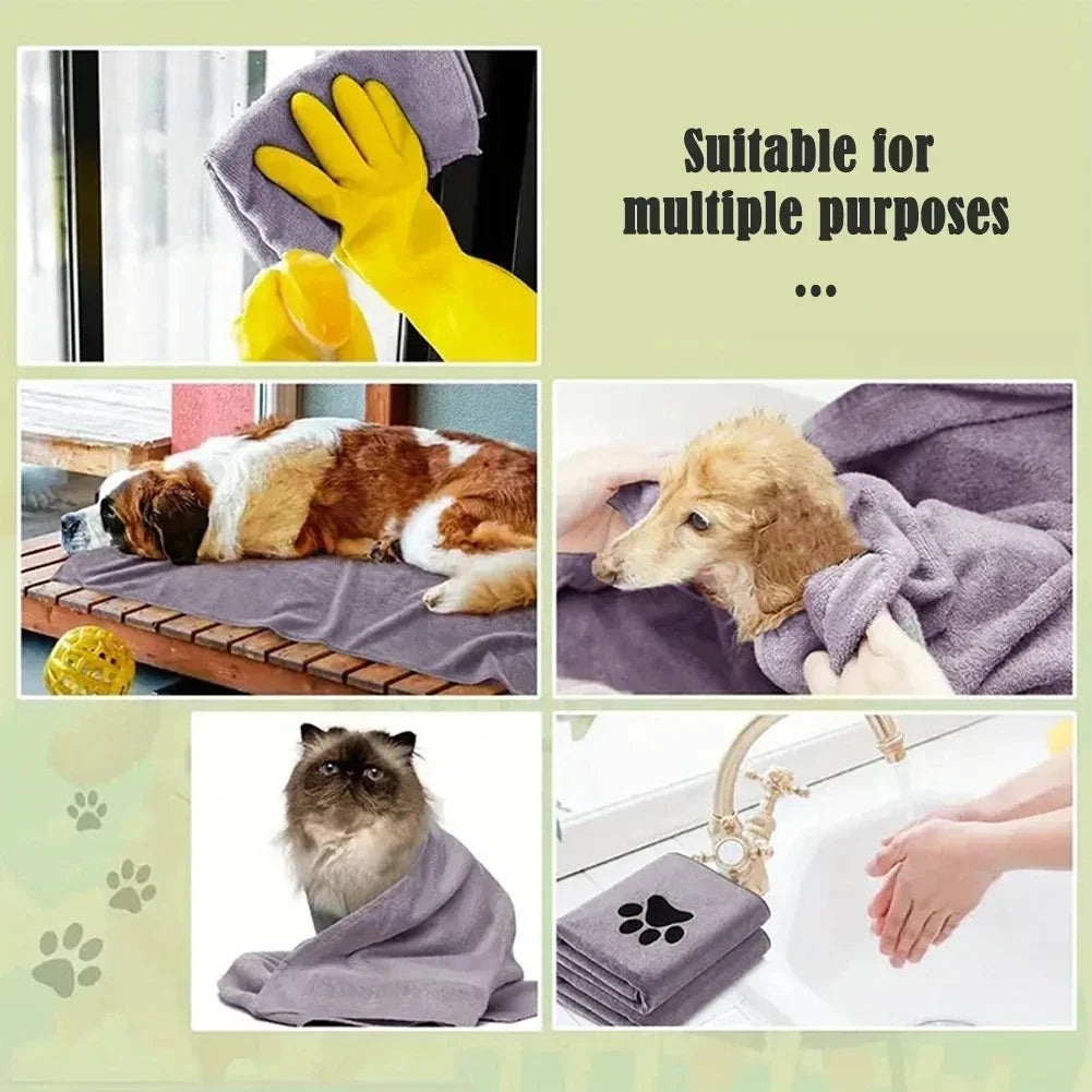 Microfiber Pet Bath Towel – Super Soft & Absorbent for Cats & Dogs
