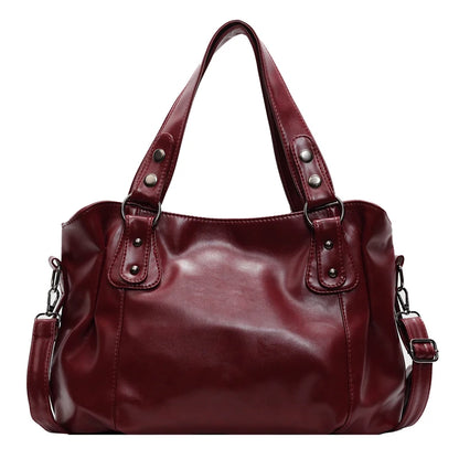 Retro Leather Shoulder Bag – Large Capacity Women's Crossbody Tote