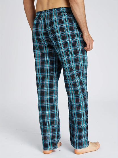 Men's Checked Cotton Pajama Pants with Pockets