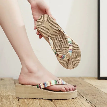 Women Flip Flops Summer Beach Platform Slippers Casual Outside Wedges Sandals Shoes