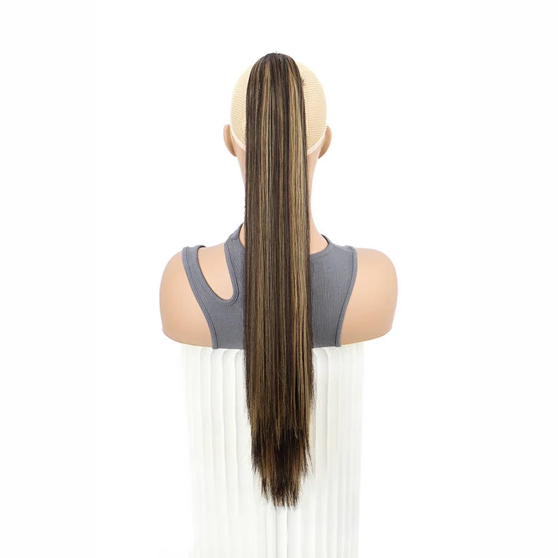 Claw Clip Ponytail Hair Extensions – 24 Inch Straight Synthetic