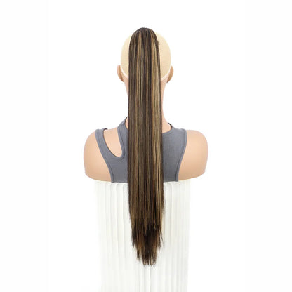 Claw Clip Ponytail Hair Extensions – 24 Inch Straight Synthetic