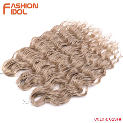 Anna 24 Inch Synthetic Hair Water Wave Braiding Extensions Ombre Blonde Deep Afro Curl Twist Crochet