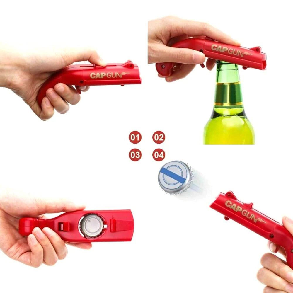 Cap Gun Beer Bottle Opener Portable Beverage Drinking Opening Launcher Kitchen Party Supply Bar Tool