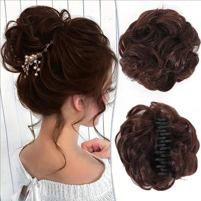 Claw Clip Messy Bun Hair Piece Curly Wavy Synthetic Updo