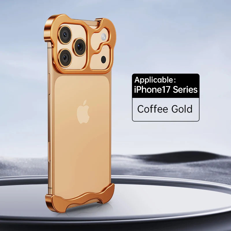 Irregular Metal Bumper Phone Case Iphone Air 13 14 15 16 17 18 Pro Max Plus Lens Film Protect Bare