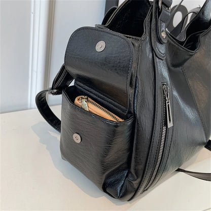 Women's PU Leather Shoulder Bag – Multi-Compartment Crossbody Handbag